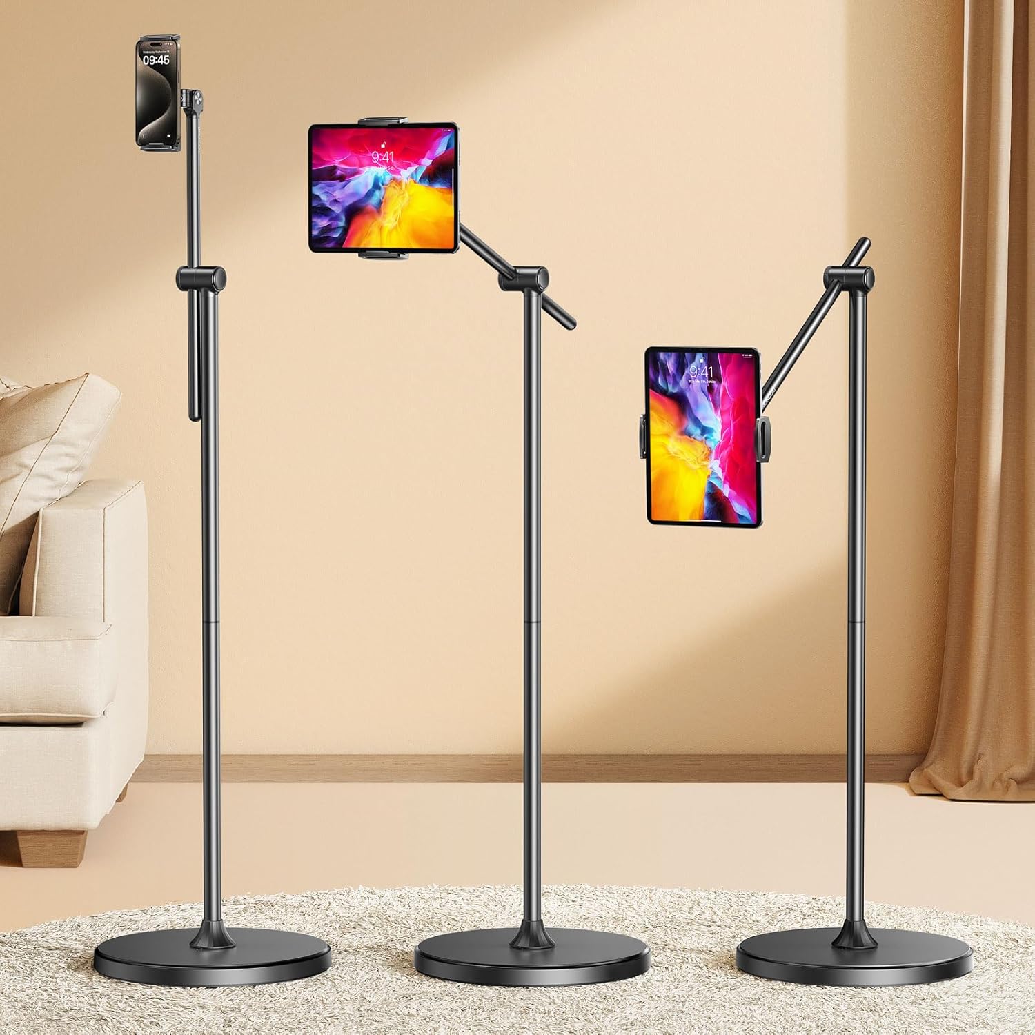 Height-Adjustable Tablet Floor Stand