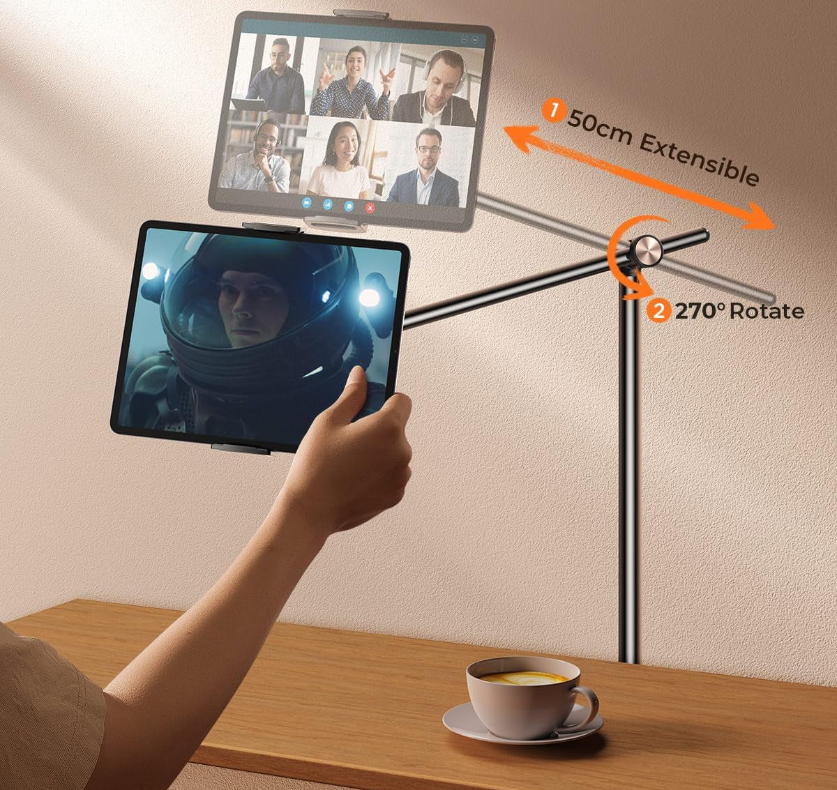 Height-Adjustable Tablet Floor Stand